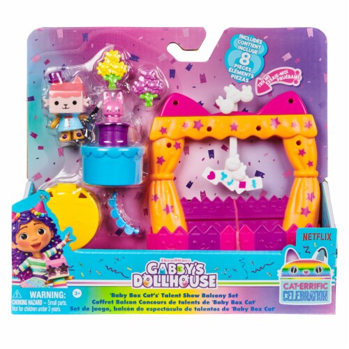 Gabby's Dollhouse Baby Box Cat's Talent Show Balcony Set Perspective: left