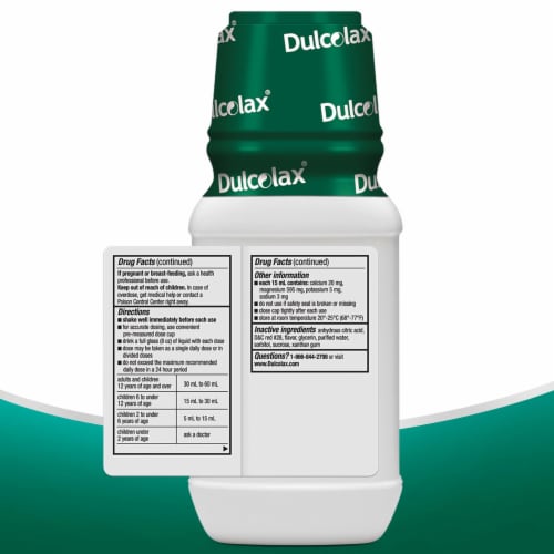 Dulcolax Stimulant Free Cherry Liquid Laxative Perspective: left