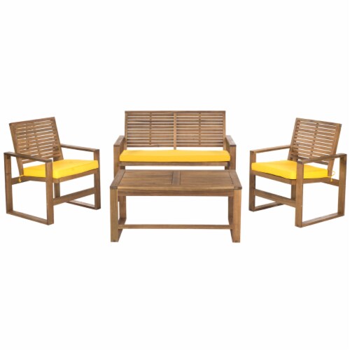 Safavieh Ozark Wood 4 Piece Set in Brown and Yellow Perspective: left