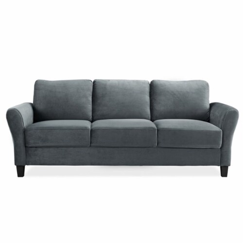 LifeStyle Solutions Transitional 2 Piece Sofa and Loveseat Set in Dark Gray Perspective: left