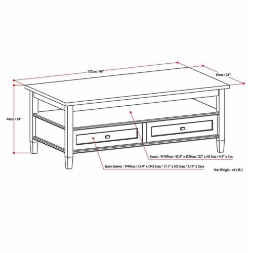 Atlin Designs 2-Drawers Coffee Table in Distressed Gray Perspective: left