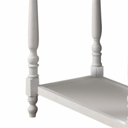 Home Square Slade Wood End Table with Tray in White (Set of 2) Perspective: left