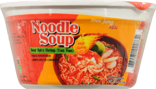 Mee Jang Sour Spicy Shrimp Tom Yum Noodle Soup Perspective: left