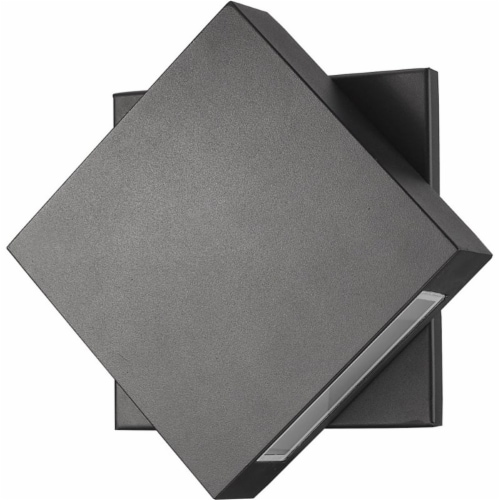 Z-Lite Quadrate 9  Sand Blast Glass Aluminum Outdoor LED Wall Sconce in Black Perspective: left
