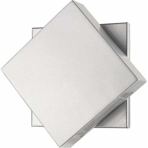 Z-Lite Quadrate 9  Sand Blast Glass Aluminum Outdoor LED Wall Sconce in Silver Perspective: left