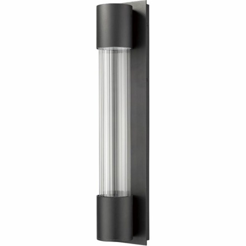 Z-Lite Striate 2 Light 24  Clear Glass Aluminum Outdoor LED Wall Sconce in Black Perspective: left