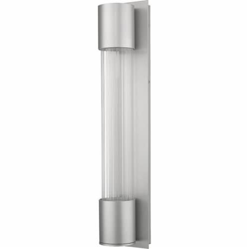 Z-Lite Striate 2 Light 24  Glass Aluminum Outdoor LED Wall Sconce in Silver Perspective: left