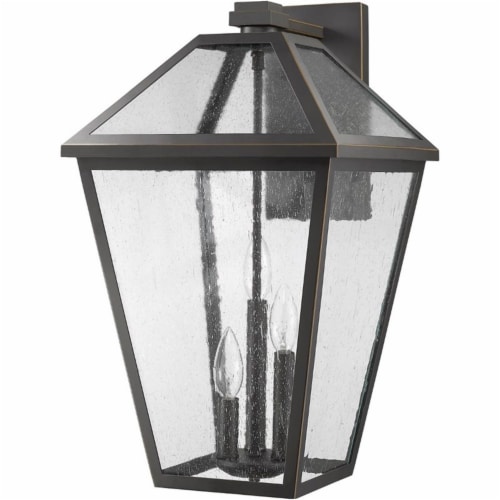 Z-Lite Talbot 3 Light 21  Seedy Glass Steel Outdoor Wall Sconce in Bronze Perspective: left