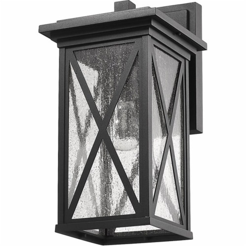 Z-Lite Brookside 15  Seedy Glass Aluminum Outdoor Wall Sconce in Black Perspective: left