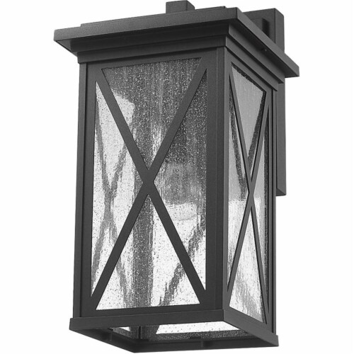 Z-Lite Brookside 18  Seedy Glass Aluminum Outdoor Wall Sconce in Black Perspective: left