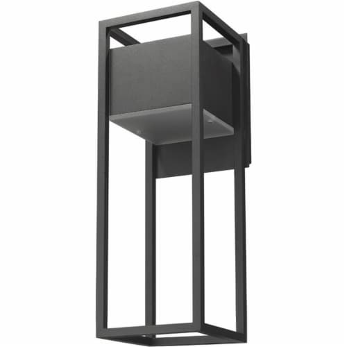 Z-Lite Barwick 18  Etched Glass Aluminum Outdoor LED Wall Sconce in Black Perspective: left