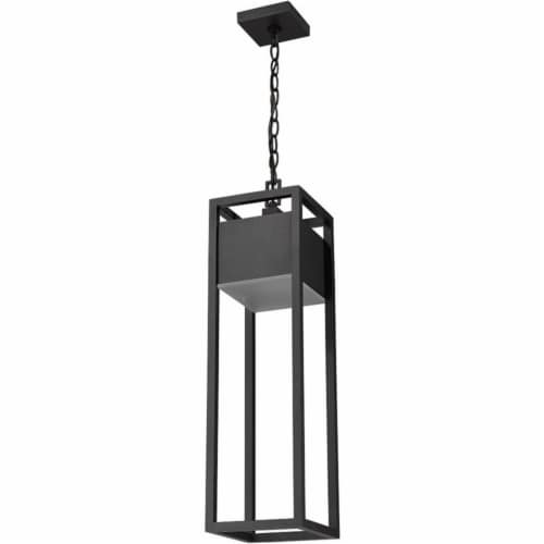 Z-Lite Barwick 27  Etched Glass Aluminum Outdoor LED Pendant in Black Perspective: left
