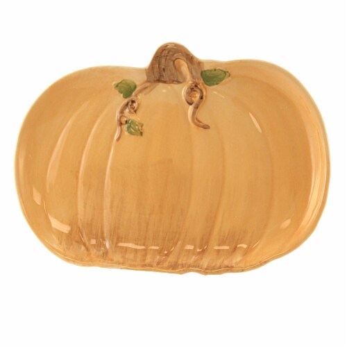 Tabletop Heirloom Pumpkin Plate Dolamite Fall Thanksgiving St/4 H9395 Perspective: left
