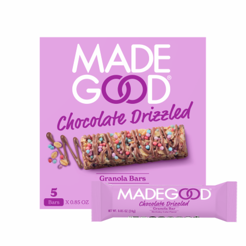 MadeGood® Chocolate Drizzled Birthday Cake Granola Bars Perspective: left