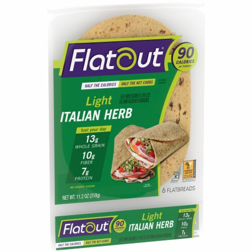 Flatout Light Italian Herb Flatbread 6 Count Perspective: left