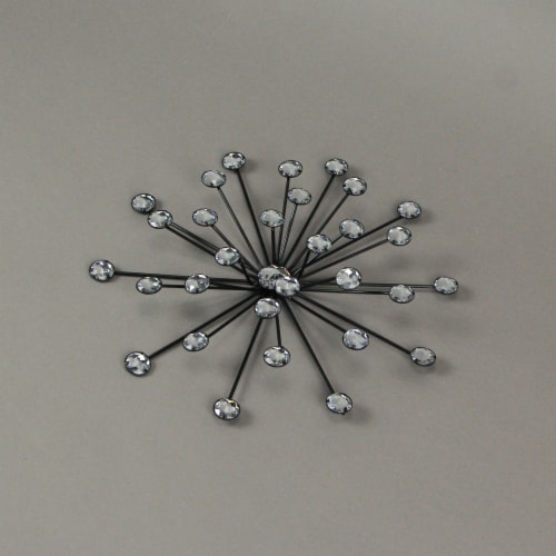 Jeweled 3D Black Bursting Star Wall Sculpture Set of 3 - Black Perspective: left
