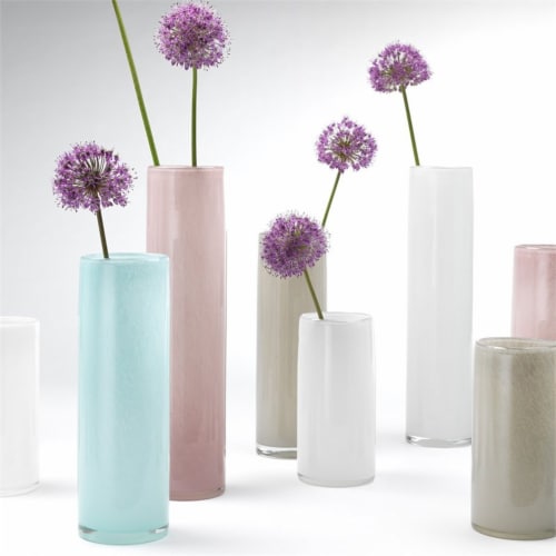Jamie Young Co Gwendolyn Coastal Glass Hand Blown Vases in White (Set of 3) Perspective: left