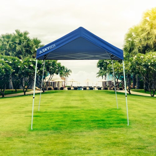 Caravan Canopy Skybox 3.2' x 6.5' Instant Multipurpose Steel Sport Shelter, Blue Perspective: left