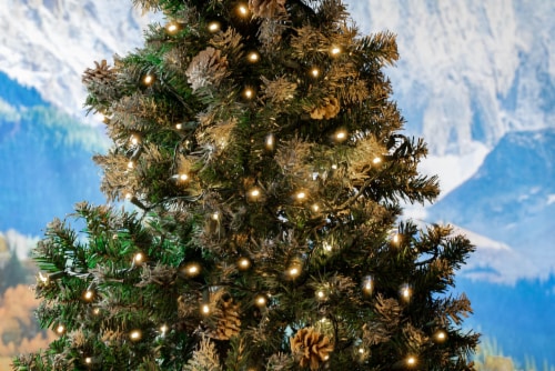 100 Light LED Christmas Mini Light Set, Patio Light, Warm White, Green Wire, 34’ Perspective: left