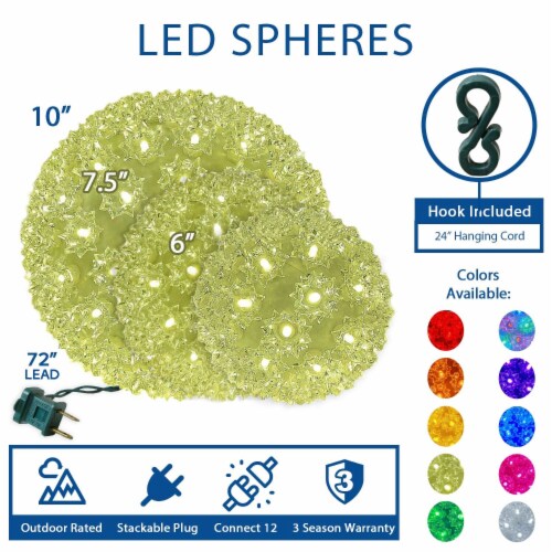 50 Light Outdoor Christmas LED Starlight Sphere, Warm White, 6 Diameter Perspective: left