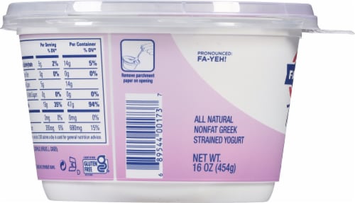 Fage Total Plain 0% Milkfat Nonfat Greek Yogurt Tub Perspective: left