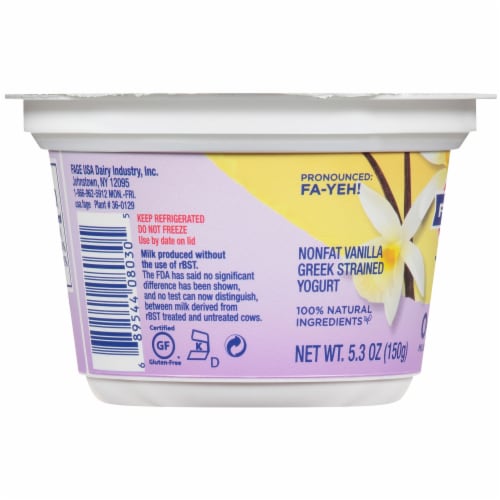 Fage® 0% Milkfat Total Blended Vanilla Yogurt Perspective: left