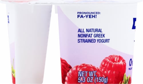 Fage Total 0% Milkfat Raspberry Greek Yogurt Perspective: left