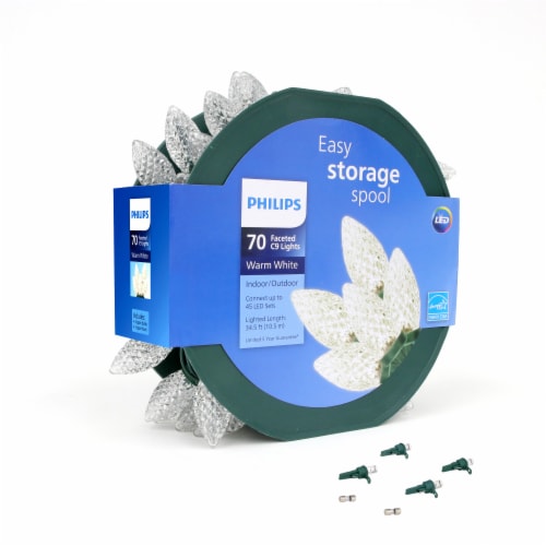 Philips Spool with Warm White LED Faceted C9 Indoor / Outdoor Christmas Lights Perspective: left