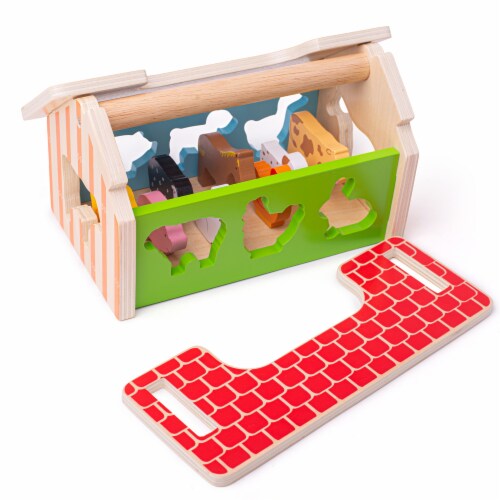 BigJigs Toys Baby Bigjigs Farm House Sorter (BJTBB108) Perspective: left