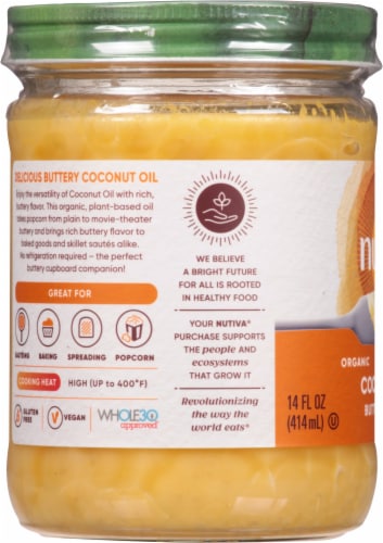 Nutiva® Organic Buttery Flavor Coconut Oil Perspective: left