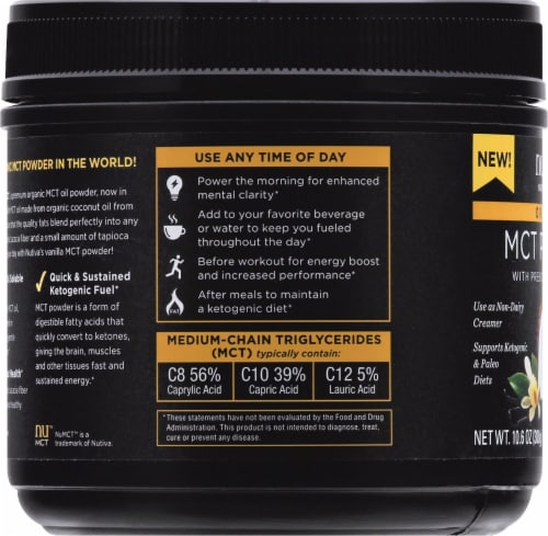 Nutiva MCT Powder with Prebiotic Acacia Fiber - Vanilla Perspective: left