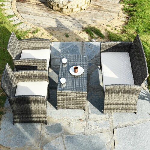 Costway 4 pcs store patio cushioned rattan seat
