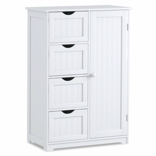 Bathroom Storage Cabinets Free Standing with 4 Drawers White for