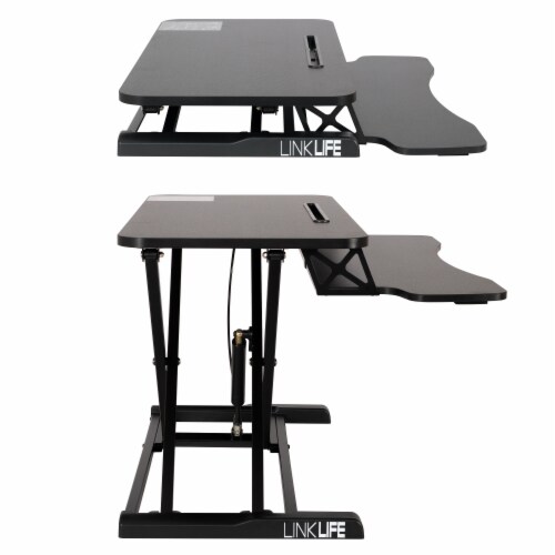 Happy Living Sit To Stand Desk Workstation - Black Perspective: left