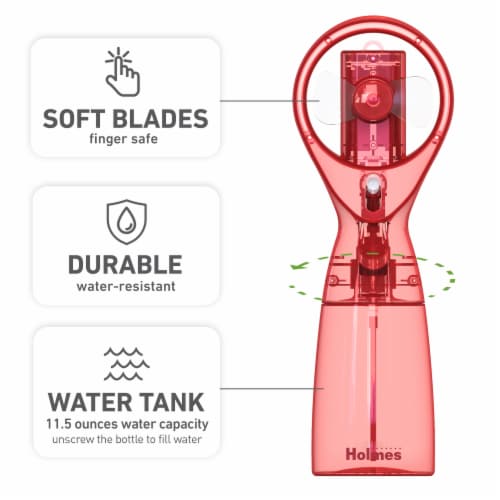 Holmes Cool Breeze Handheld Misting Fan -Coral Perspective: left