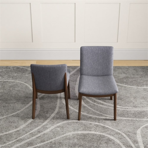 Valentine Mid-Century Modern Light Gray Fabric Dining Chair Set of 2 Perspective: left
