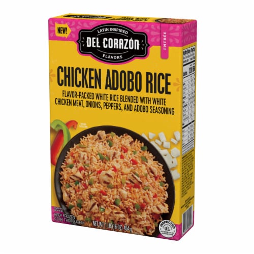 Del Corazón Chicken Adobo Rice Meal, Frozen Perspective: left