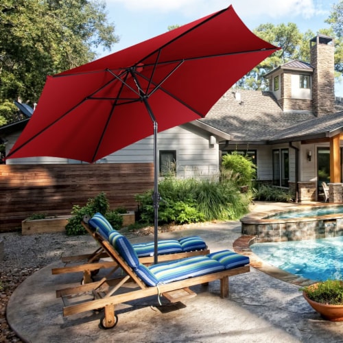 Costway 10FT Patio Umbrella 6 Ribs Market Steel Tilt W Crank