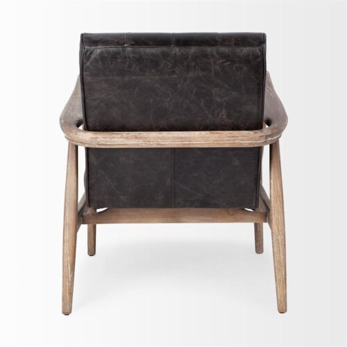 Black Leather Accent Chair With Wrapped Ash Wood Frame Black Leather Accent Chair With Wrapped Ash Wood Frame