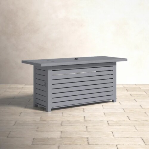 Living Source International24'' H Steel Propane Outdoor Fire Pit Table with Lid Perspective: left