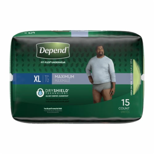 Depend Disposable Underwear Male X-Large, Maximum, 15 Ct, X-Large