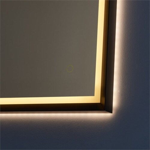 Vinnova Como 48 LED Lit Accent Bathroom Vanity Wall Mirror in Silver Perspective: left