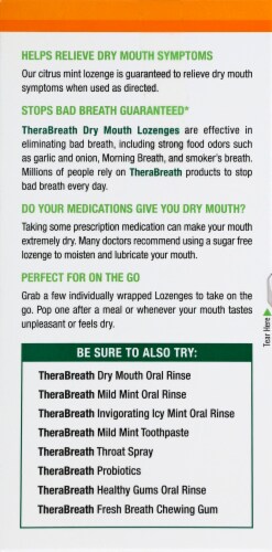 Therabreath Mandarin & Mint Dry Mouth Lozenges Perspective: left