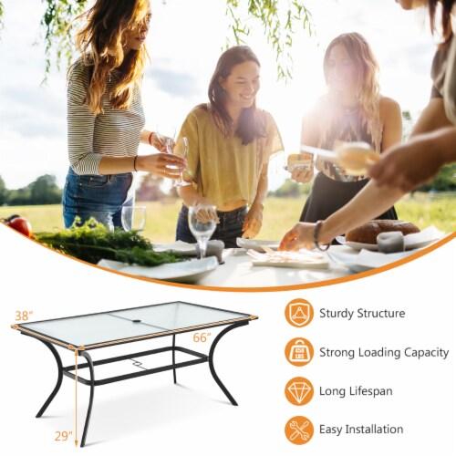 Rectangle glass top shop patio table
