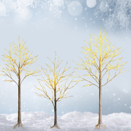Costway 4ft Pre-lit White Twig Birch Tree for Christmas Holiday w/ 48 LED Lights Perspective: left
