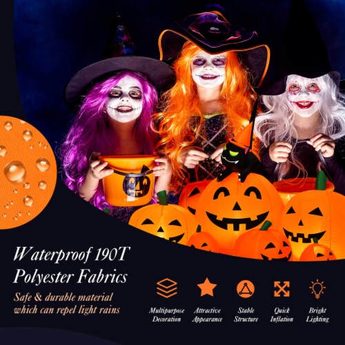 Halloween 7.5 FT Inflatable Pumpkin Combo Decoration w/ Witch Black Cat Perspective: left