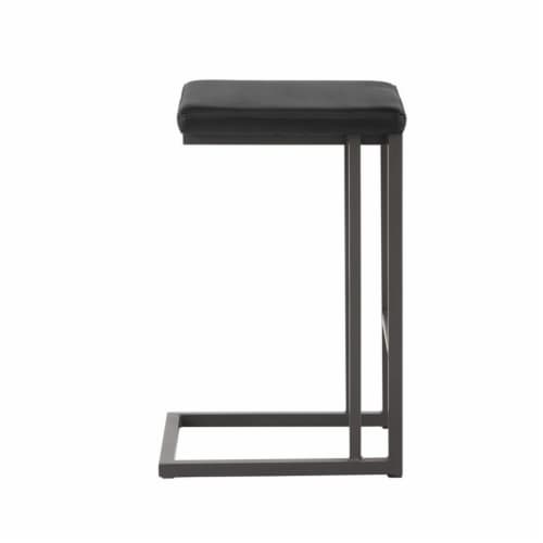 Sunpan Boone 26  Faux Leather Counter Stool in Black-Dark Gray (Set of 2) Perspective: left
