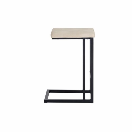 Sunpan Boone 26  Faux Leather and Steel Counter Stool in Cream-Black (Set of 2) Perspective: left