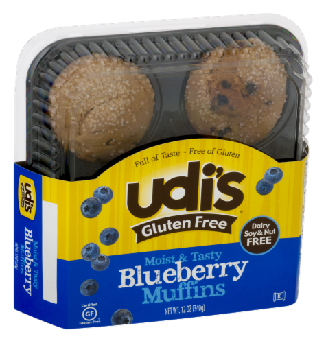 Udi's Gluten Free Blueberry Muffins Perspective: left