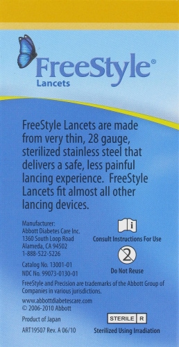FreeStyle® Sterile 28 Gauge Lancets Perspective: left